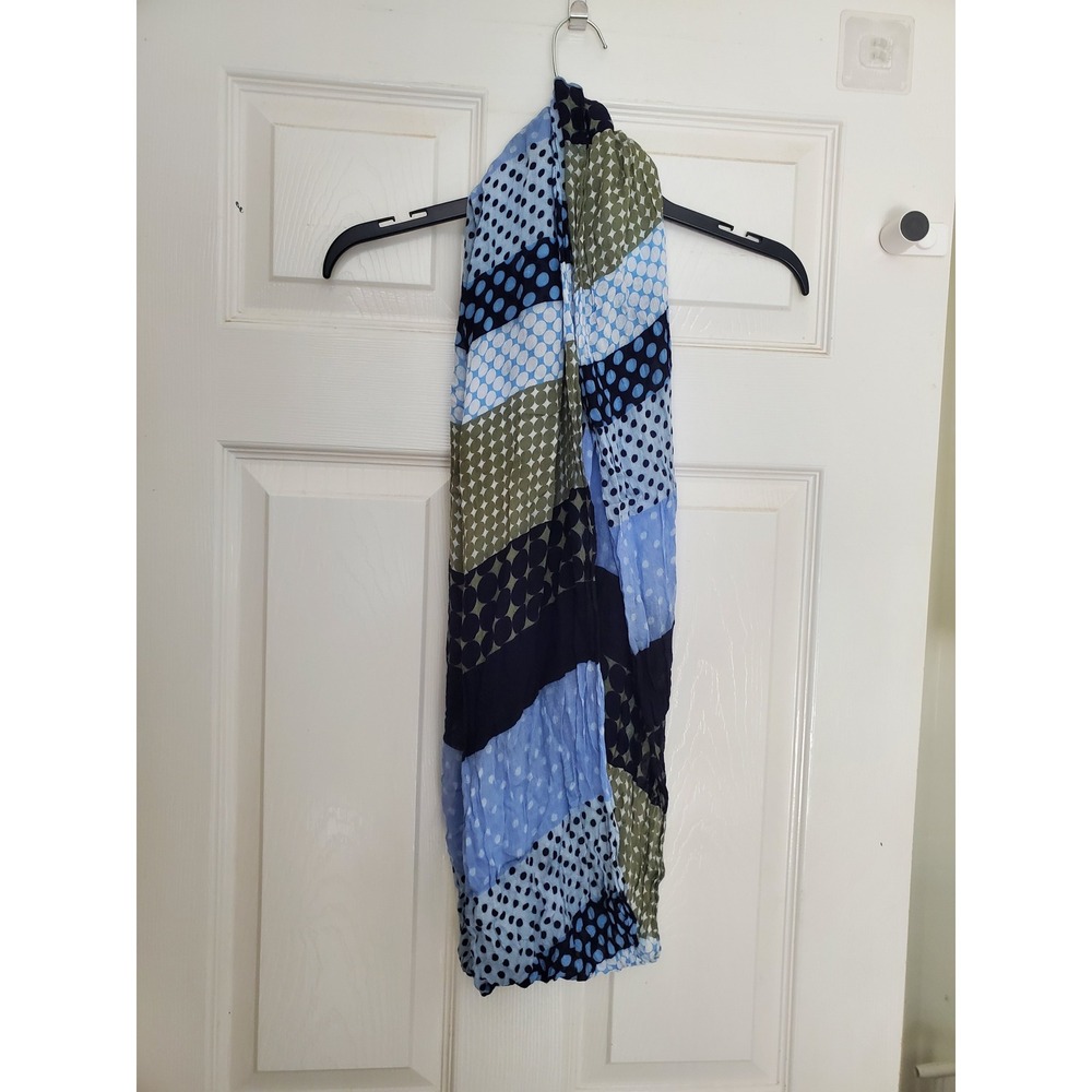 Talbots Scarf Blue Green Polka Dot Patchwork Viscose Lightweight Casual One Size
